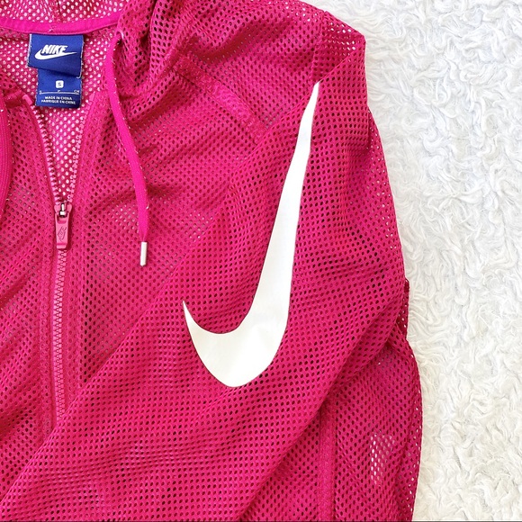 Y2k Pink Nike Mesh Swoosh Arm Logo ZIP Up Hoodie - Picture 3 of 5